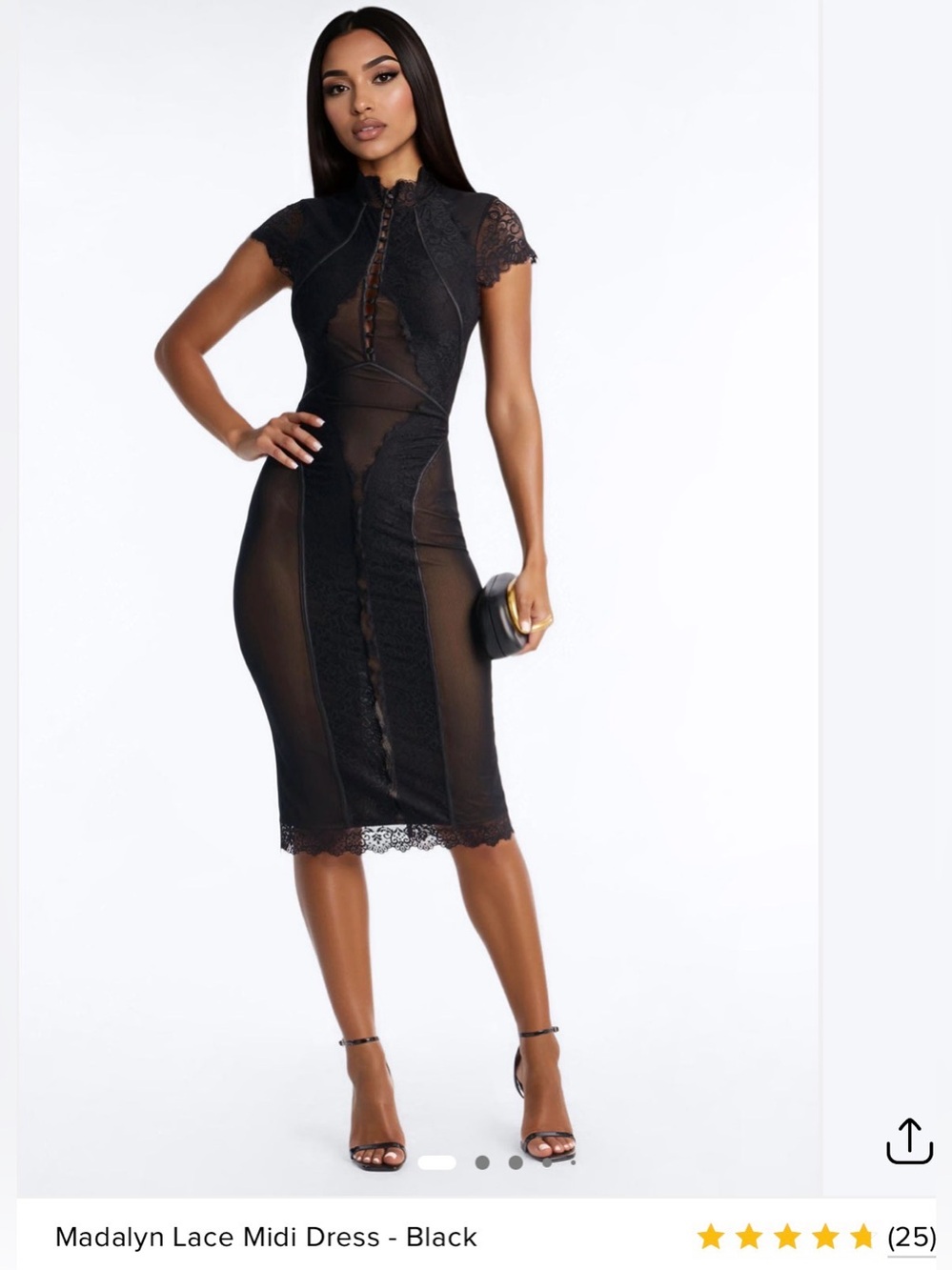 Fashion Nova Black Lace Midi Dress